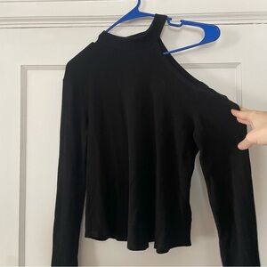Generation Love Black Women's Ribbed Long Sleeve Cut Out Asymmetrical Top medium